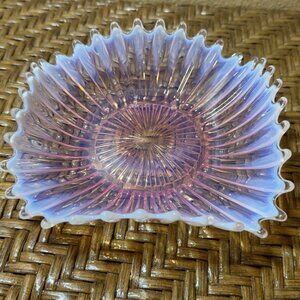 Vintage Fenton Opalescent Pink Glass Bowl Spike Edge Decorative Dish Trinket